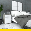 CHRIS - Bedside Table - Nightstand with 1 drawer - Concrete / White Matt H52cm W40cm D40cm