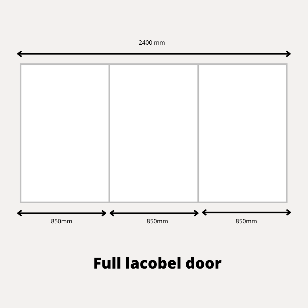 3x Sliding Wardrobe Doors - H: up to 2500mm W: 2400mm - Lacobel Black