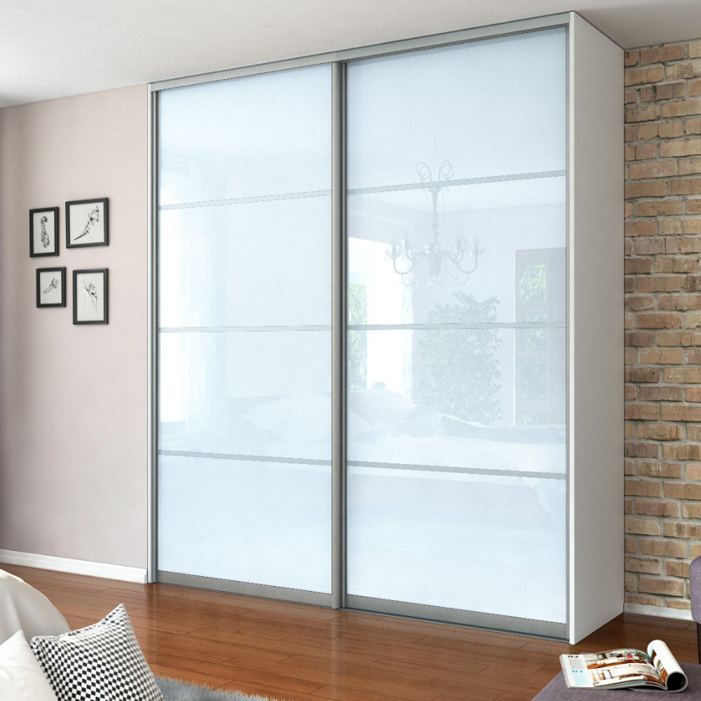 2x Sliding Wardrobe Doors - H: up to 2500mm W: 1800mm - Lacobel – 3 connectors per door – Furnica