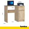 BEN - Computer Desk with 1 Drawer and 1 Door H76cm W90cm D50cm Right -  Sonoma Oak