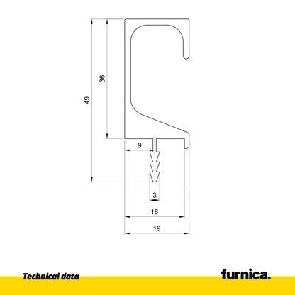 Recessed profile T18 / 350 cm - Inox Anoda (2) – Furnica
