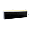 NICOLE - TV Cabinet Unit with Wide Door H38cm W140cm D35cm - White / Black Gloss
