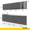 RENO - Kitchen Set - White Matt / Anthracite with Worktop - 8 Units - 260 cm