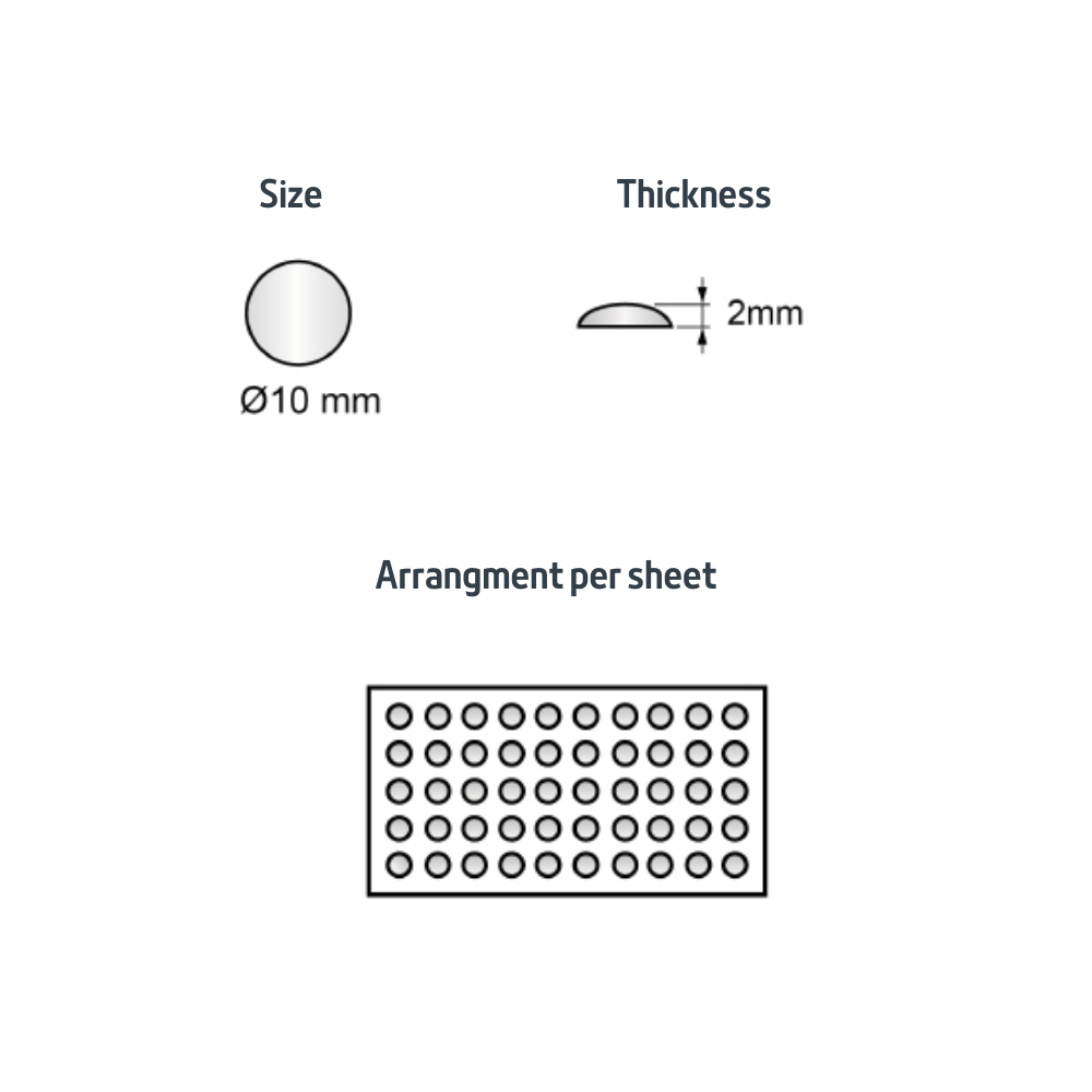 Cabinet Door Bumper - Self-Adhesive Silicon 10x2mm - 50pcs