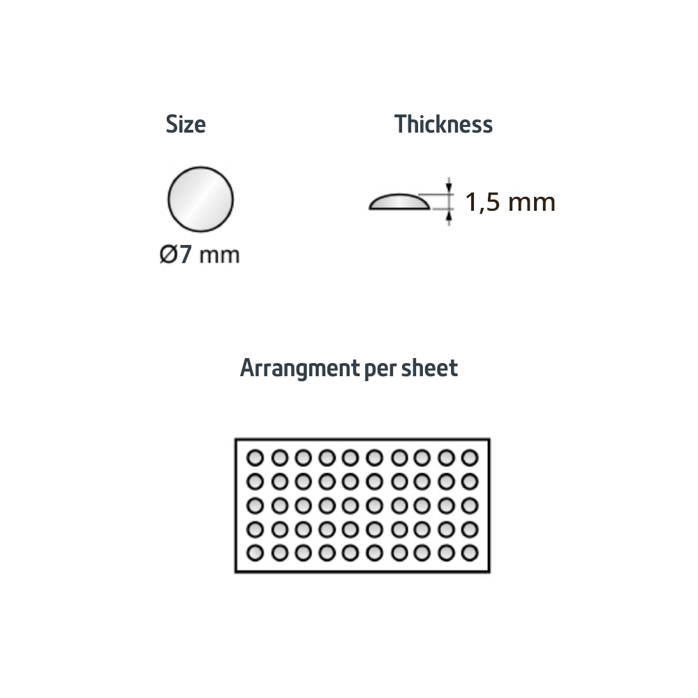 Cabinet Door Bumper - Self-Adhesive Silicon 7x1.5mm - 50pcs