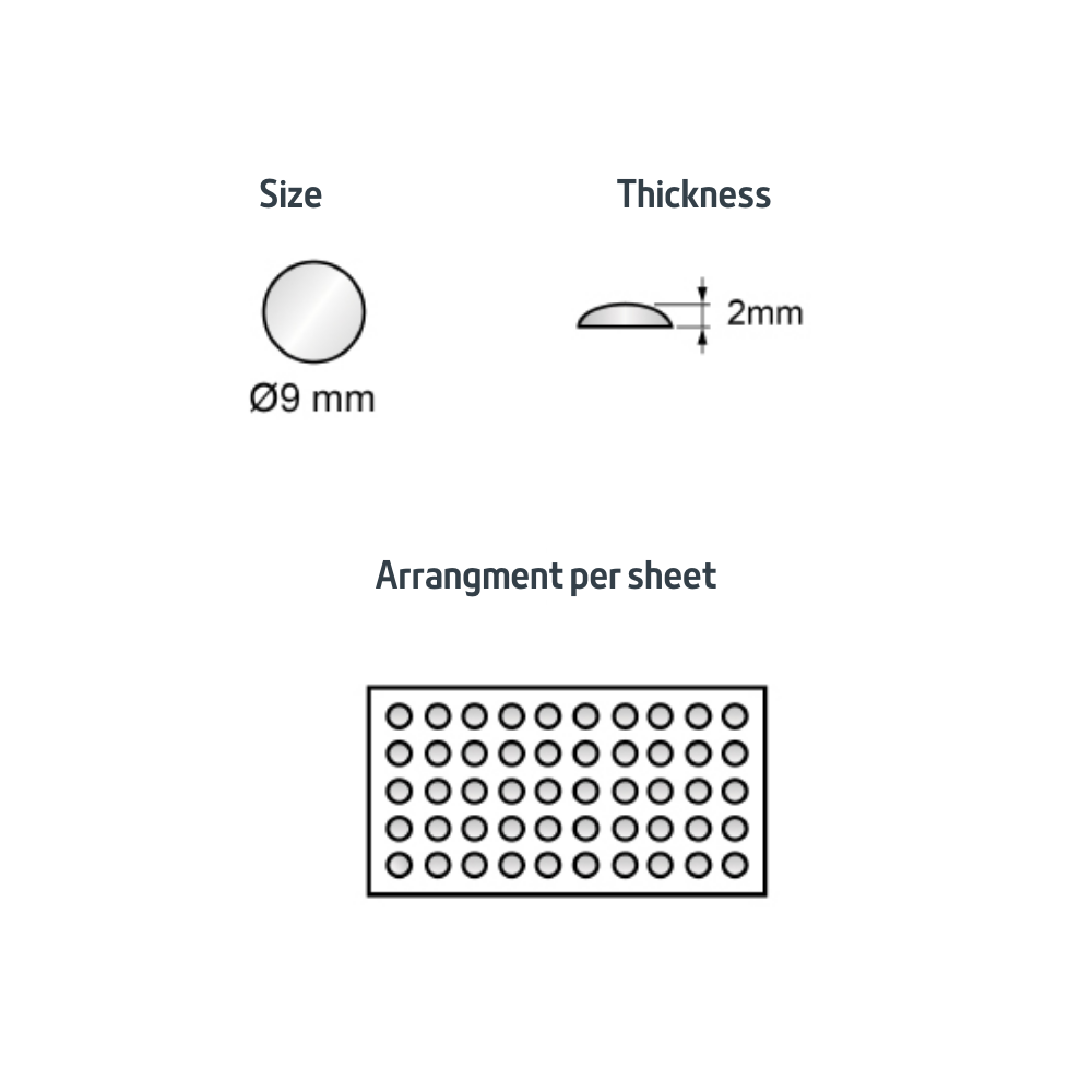 Cabinet Door Bumper - Self-Adhesive Silicon 9x2mm - 50pcs