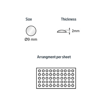 Cabinet Door Bumper - Self-Adhesive Silicon 9x2mm - 50pcs