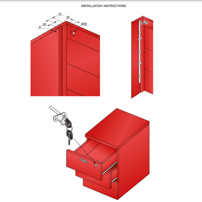 Central Lock for 5 Drawers 19x20mm, 1200mm Strip, Chrome (2) – Furnica