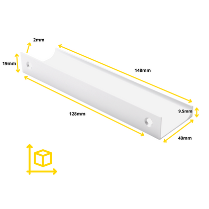 Edge Grip Profile Handle 128mm (148mm total length) - White