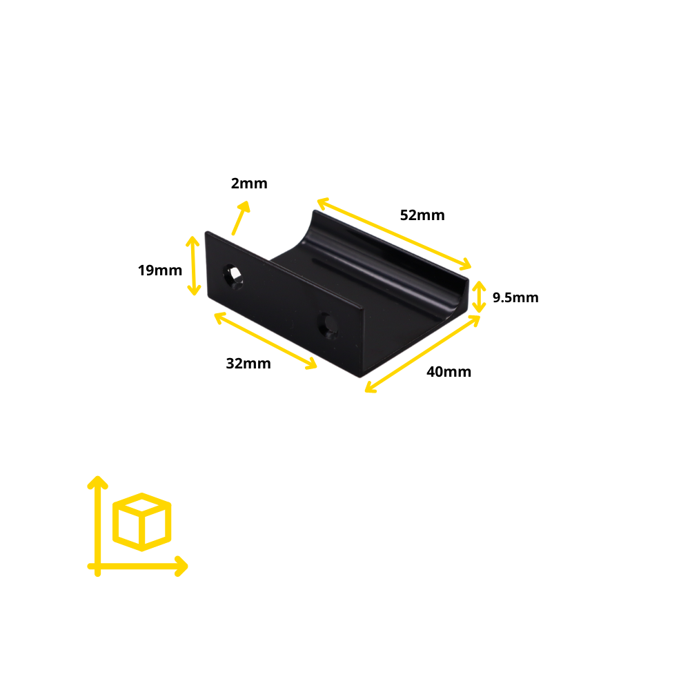 Edge Grip Profile Handle 32mm (52mm total length) - Black  ﻿