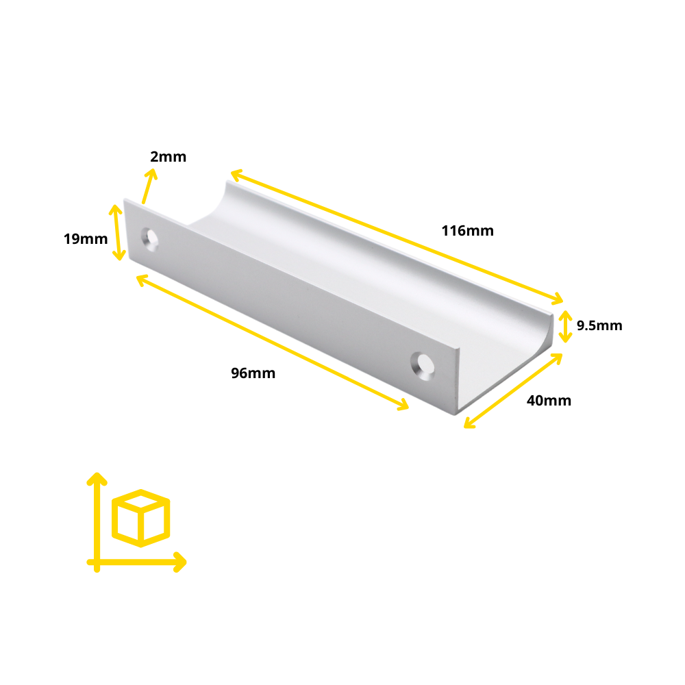 Edge Grip Profile Handle, Aluminum, HC 32/96/128mm