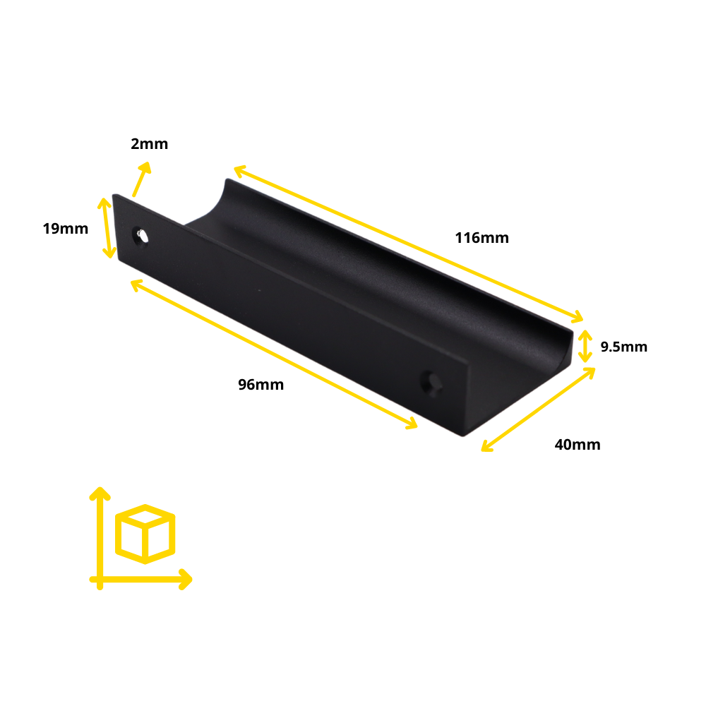 Edge Grip Profile Handle 96mm (116mm total length) - Black  ﻿