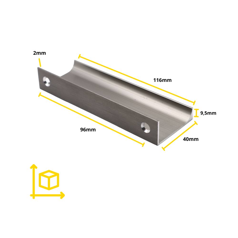 Edge Grip Profile Handle, Brushed Steel, HC 32/96/128mm