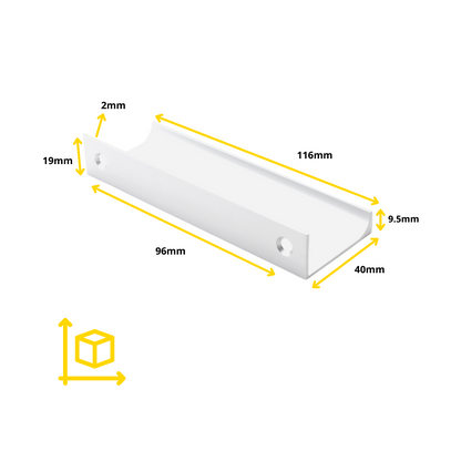 Edge Grip Profile Handle 96mm (116mm total length) - White