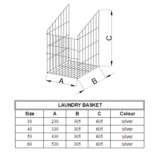Folding Laundry Basket 60cm - Chrome