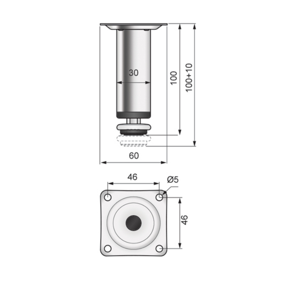 Furniture Leg 100mm - Satin