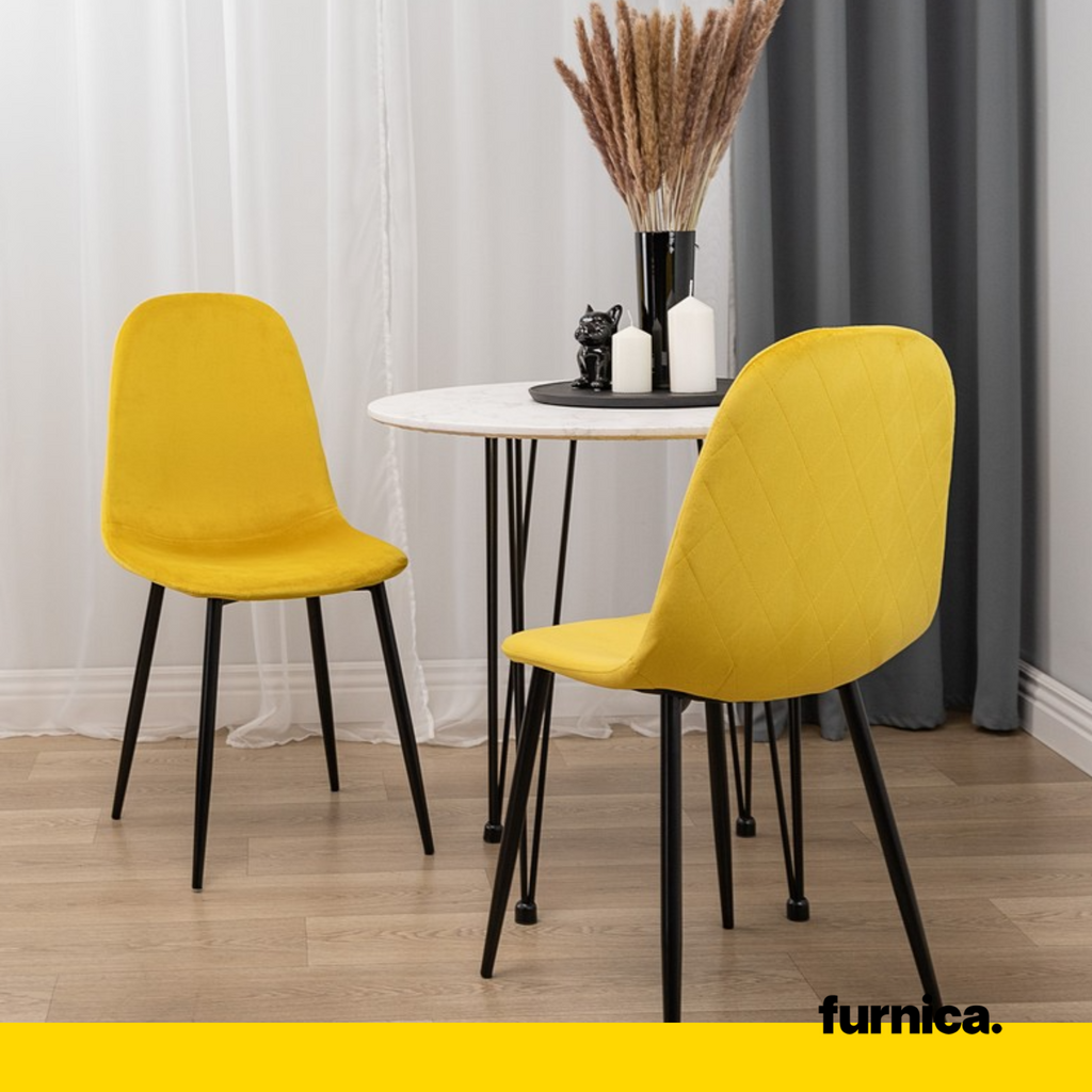 Mustard velvet dining chairs deals