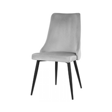 FRANCESCO - Durable Velour Velvet Dining / Office Chair with Black Metal Legs - Grey