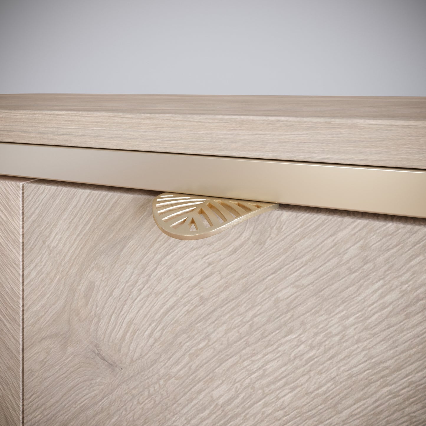 LEAF Edge Pull Furniture Handle 32mm (60mm total length) - Brass Gold