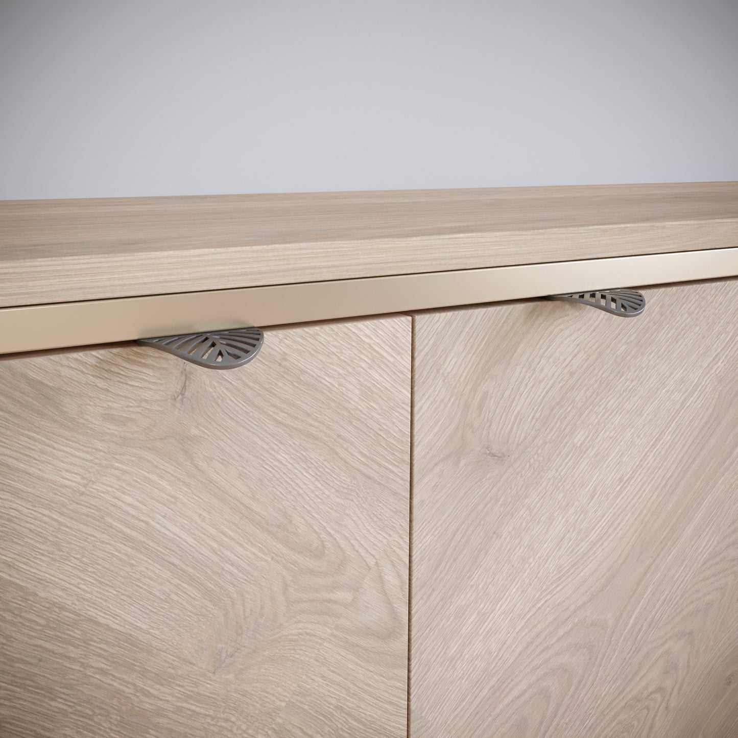 LEAF Edge Pull Furniture Handle 32mm (60mm total length) - Pearl Matt Silver