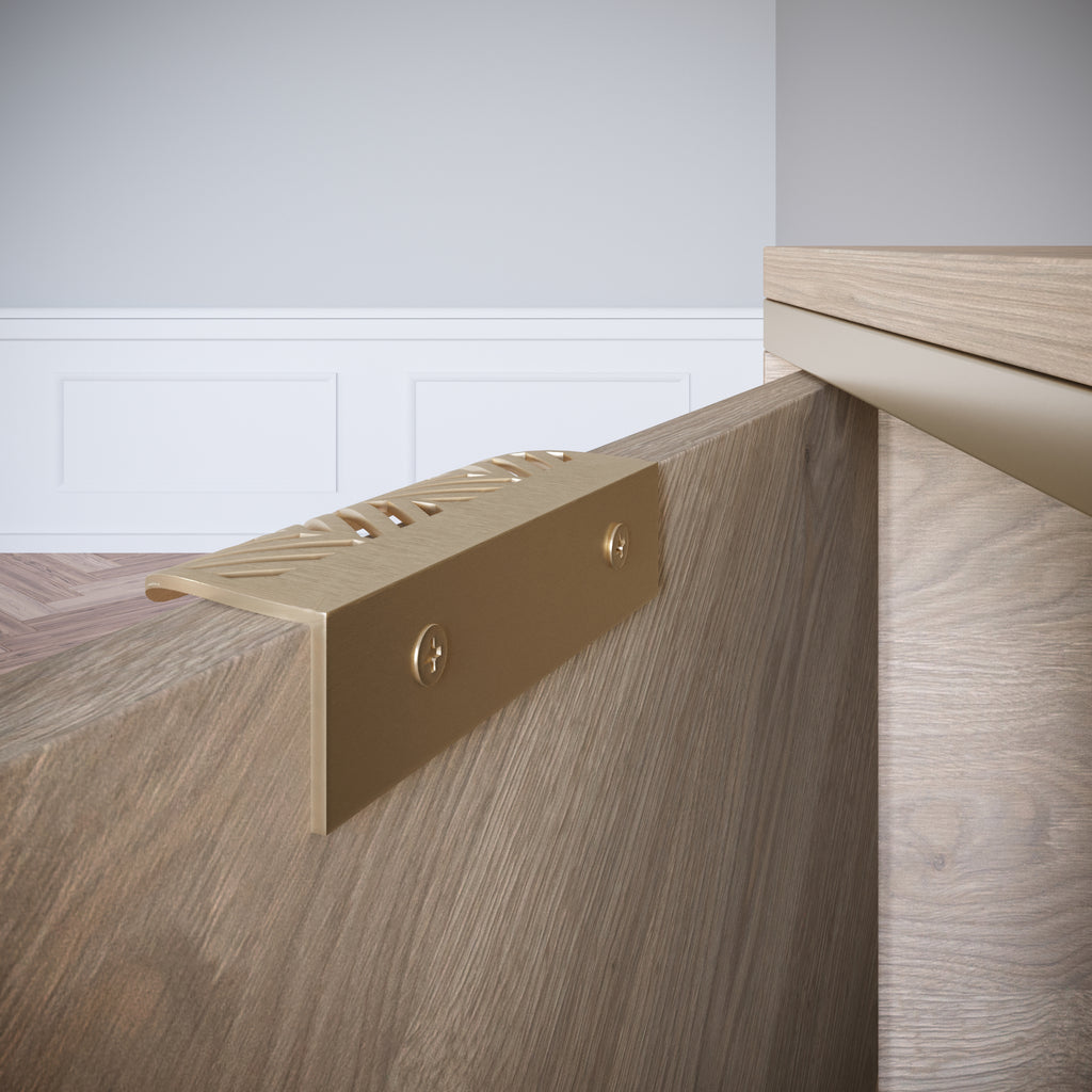 LEAF Edge Pull Furniture Handle 64mm (118mm total length) - Brass Gold