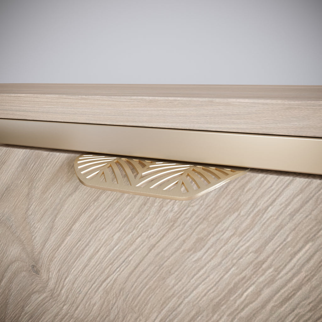 LEAF Edge Pull Furniture Handle 64mm (118mm total length) - Brass Gold