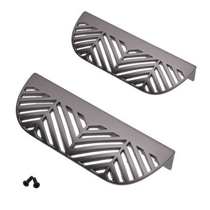 LEAF Edge Pull Furniture Handle 64mm (118mm total length) - Pearl Matt Silver