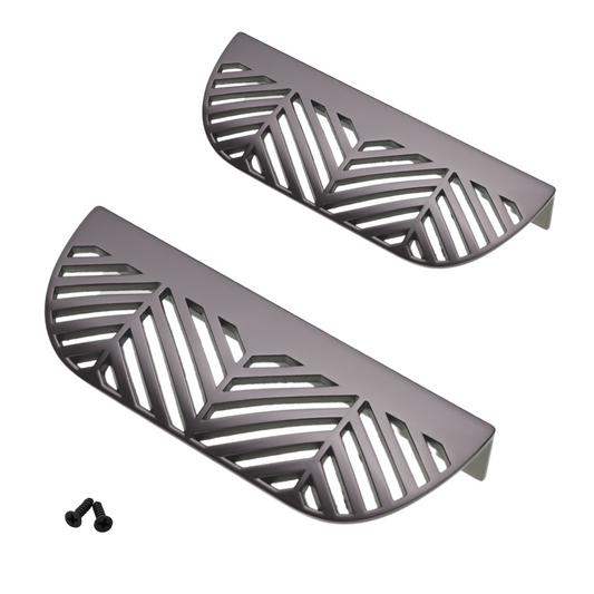LEAF Edge Pull Furniture Handle 64mm (118mm total length) - Pearl Matt Silver