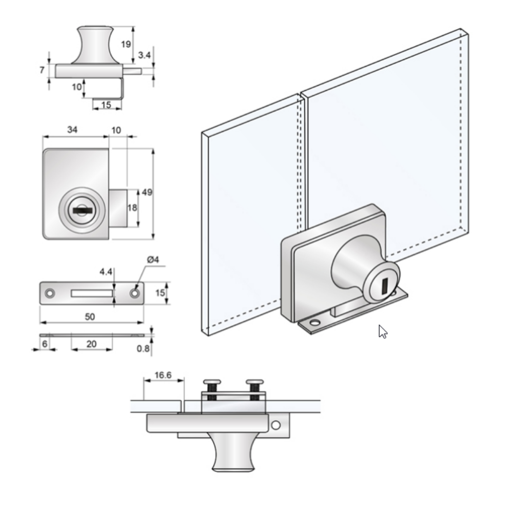 Lock for Double Glass Doors (2) – Furnica