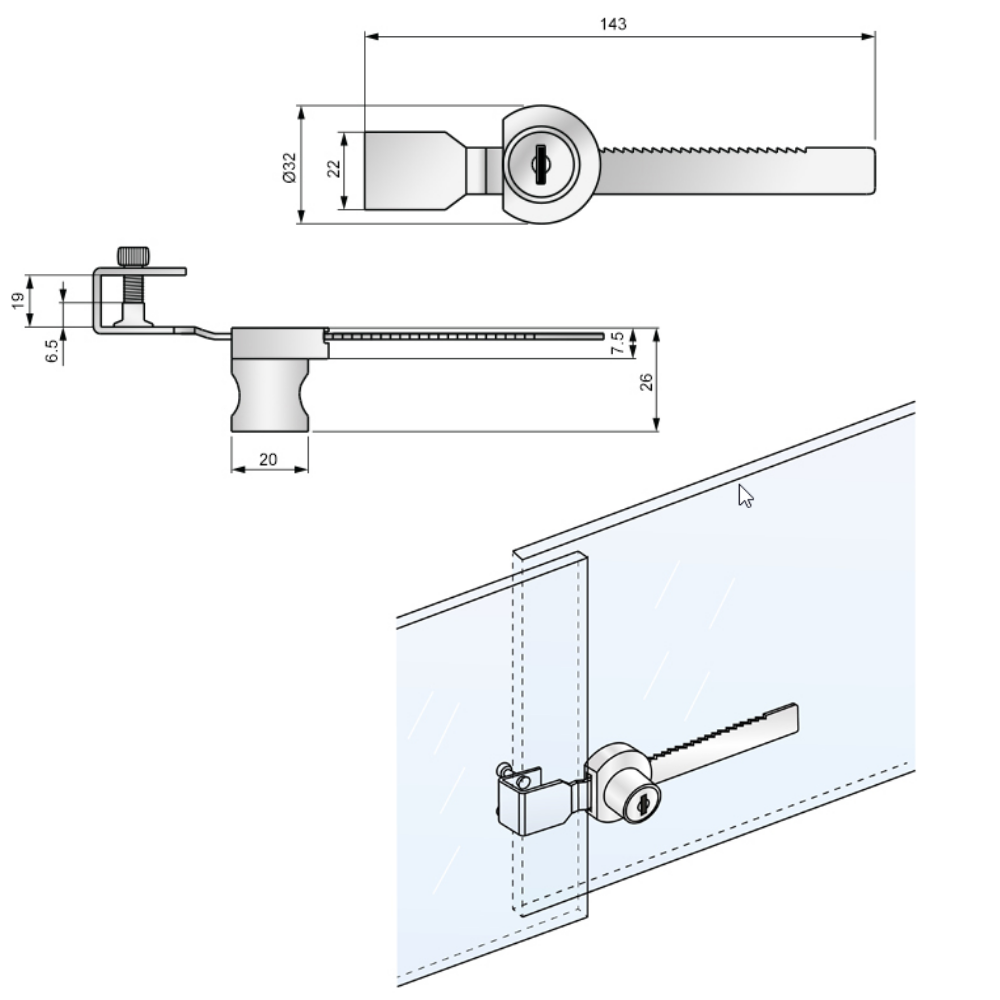 Lock for Glass Slidable Doors (2) – Furnica