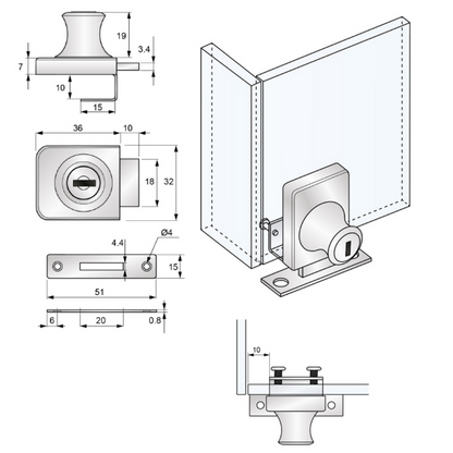 Lock for Single Glass Doors