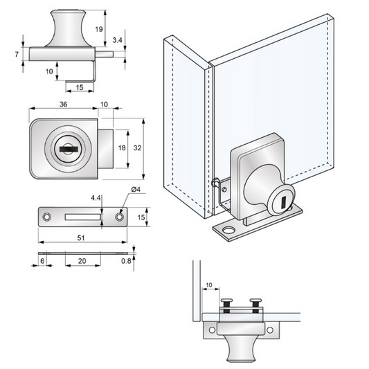Lock for Single Glass Doors (2) – Furnica