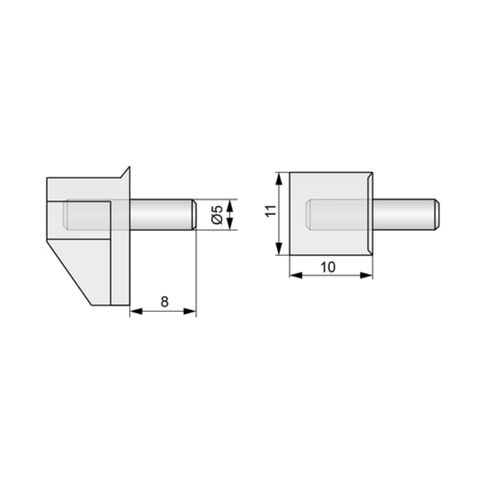 Metal-Plastic Shelf Support Ø5mm (1 pc)