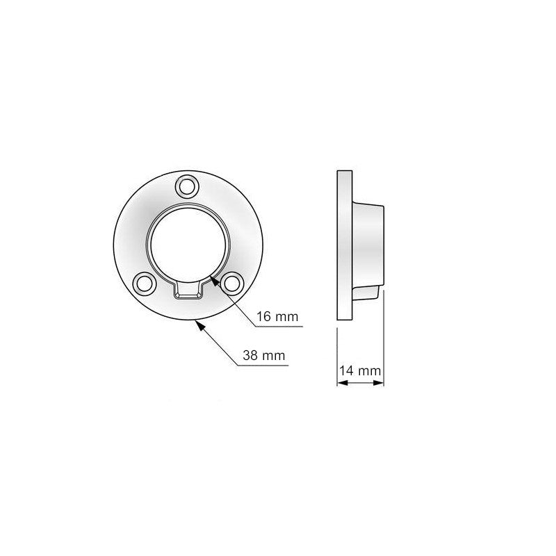Low Flange for 16mm Pipe, Chrome