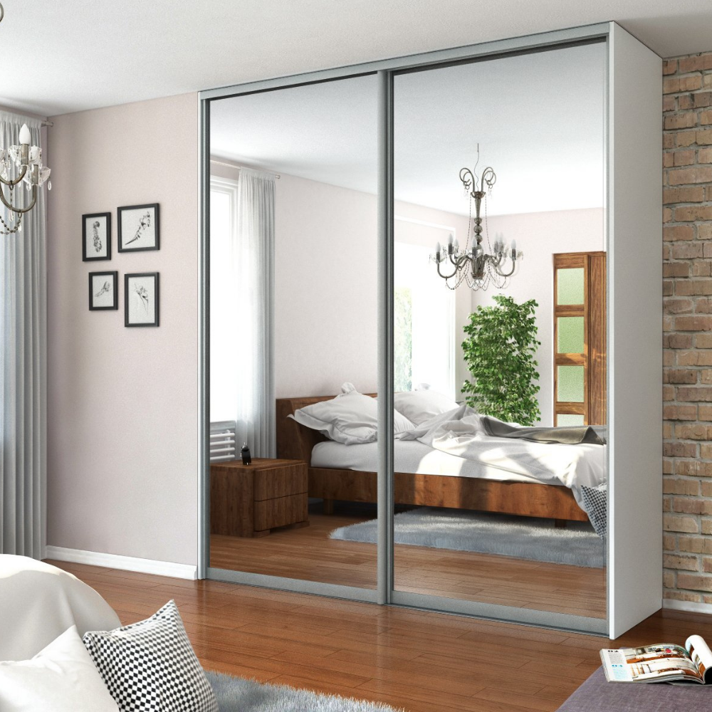 2x Sliding Wardrobe Doors - H: up to 2500mm W: 1800mm - Mirror (2) – Furnica
