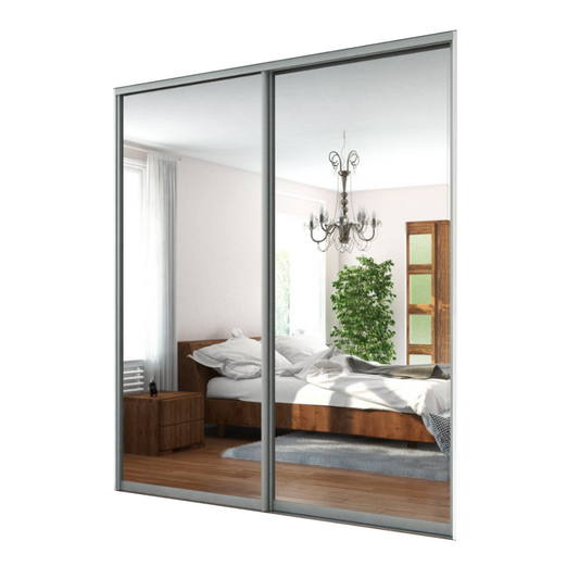 2x Sliding Wardrobe Doors - H: up to 2500mm W: 1800mm - Mirror