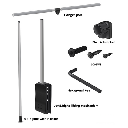 Pull Down Wardrobe Rail 450-600mm