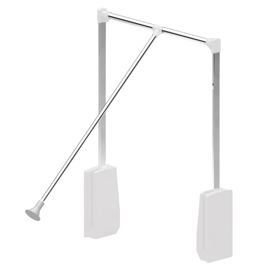 Pull Down Wardrobe Rail 830-1150mm - Chrome/White