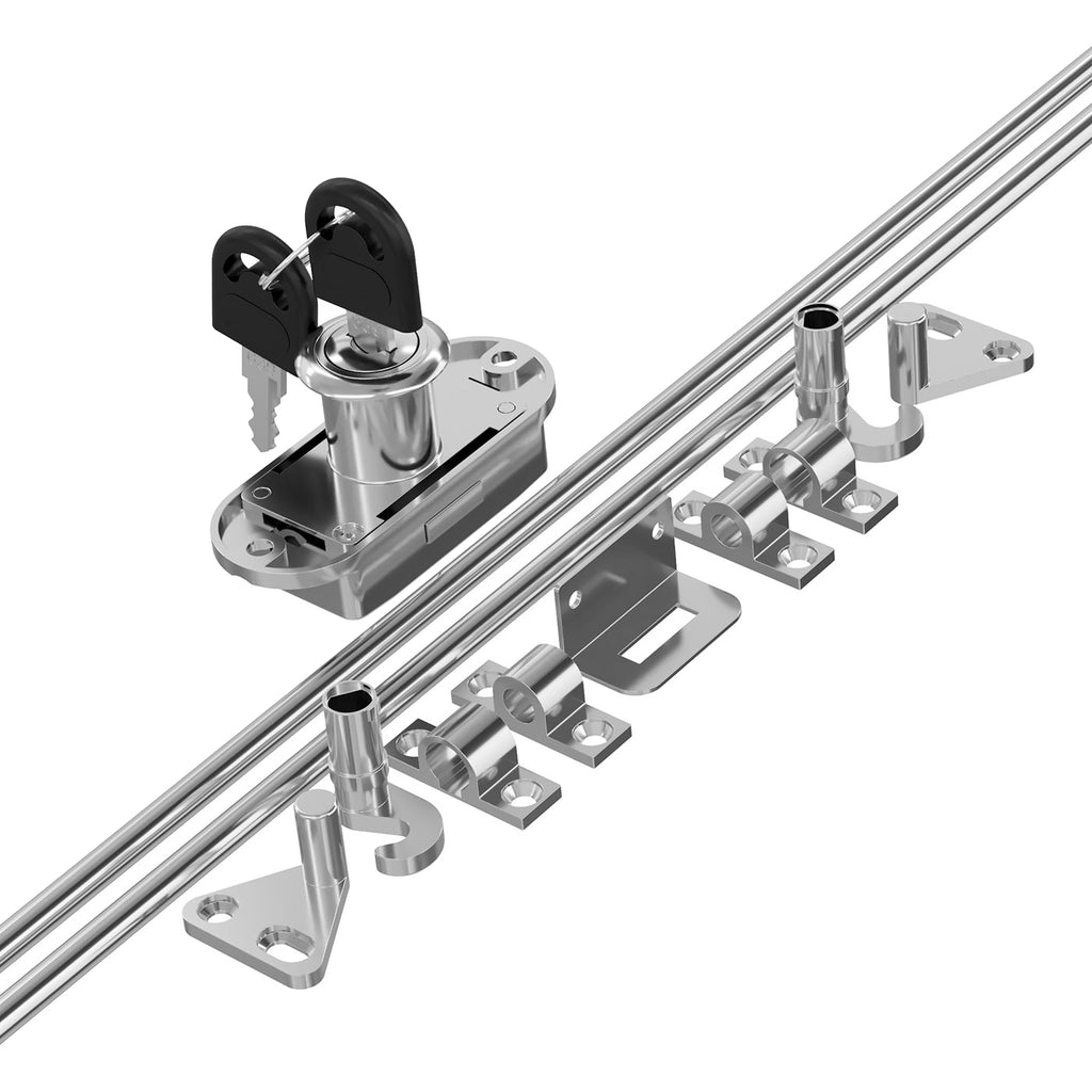 Rotatable Bar Lock 19x22mm, 2 Bars L-1000mm, Nickel