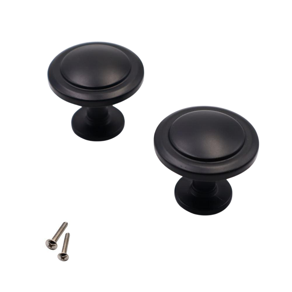 Round Cabinet Knob - Black Matt