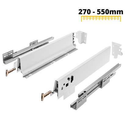 Set of Soft-Close Drawer System, LOW, H: 68mm, White (4) – Furnica