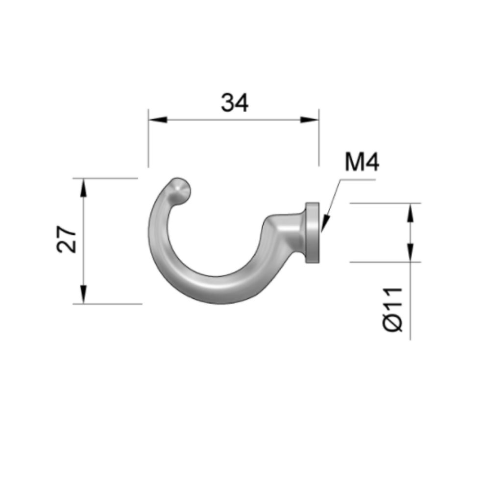 Single Hanger Hook - Chrome