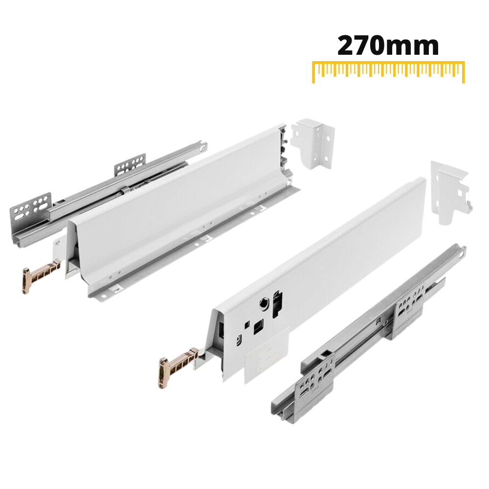 Soft-Close Drawer System, LOW, H: 68mm, White 270mm