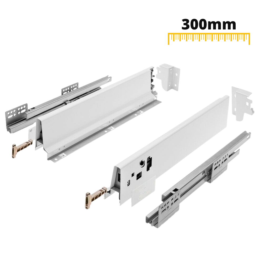 Soft-Close Drawer System, LOW, H: 68mm, White 300mm