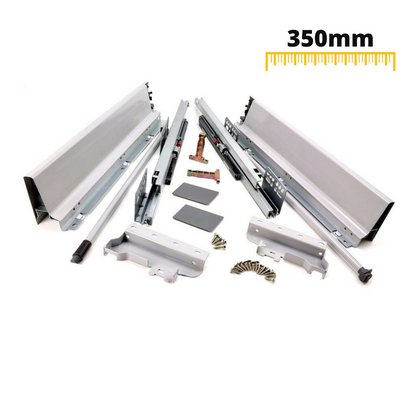 Soft-Close Drawer System, MEDIUM, H: 142mm, Silver 350mm