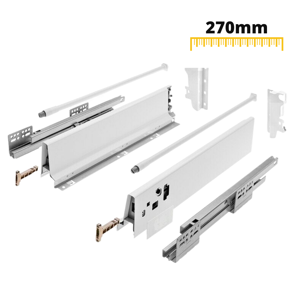 Soft-Close Drawer System, MEDIUM, H: 142mm, White 270mm