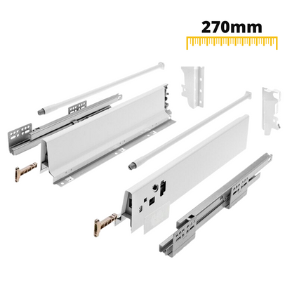 Soft-Close Drawer System, MEDIUM, H: 142mm, White 270mm
