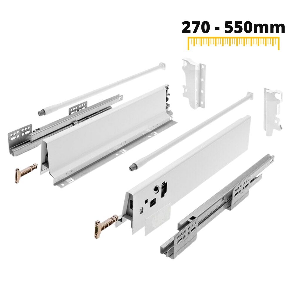 Set of Soft-Close Drawer System, MEDIUM, H: 142mm, White