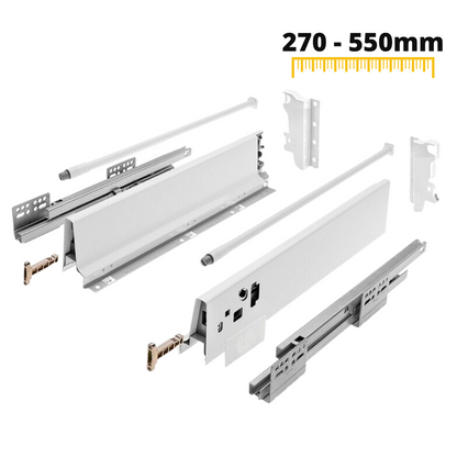 Set of Soft-Close Drawer System, MEDIUM, H: 142mm, White