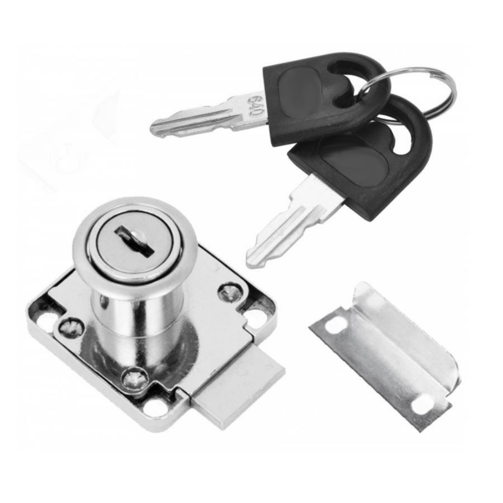 Square Furniture Lock 19x22mm, Chrome